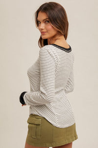 Black/White Stripe Top