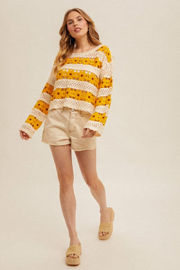 Mustard Daisy Crochet Top