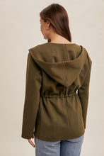 Olive Drawstring Hooded Jacket