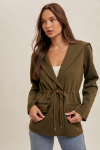 Olive Drawstring Hooded Jacket