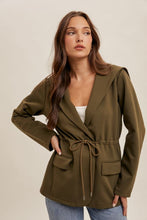 Olive Drawstring Hooded Jacket