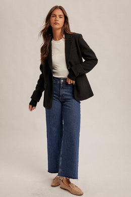 Cuffed Blazer-Black