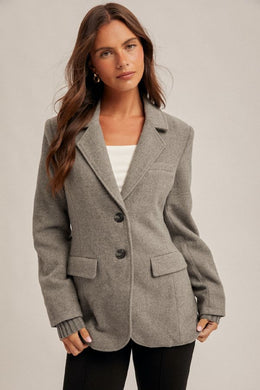 Cuffed Blazer-Grey