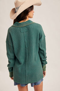 Washed Thermal Top-Forest Green
