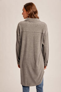 Longline Shacket-Grey