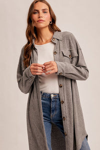 Longline Shacket-Grey