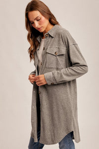 Longline Shacket-Grey