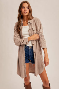 Longline Shacket-Mocha