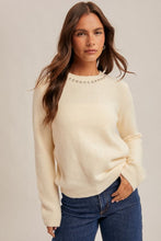 Jewel Neck Sweater-Cream
