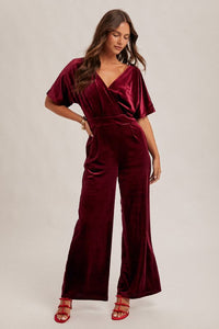 Burgundy Velvet Jumpsuit