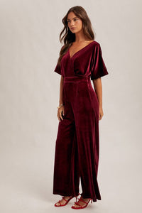 Burgundy Velvet Jumpsuit