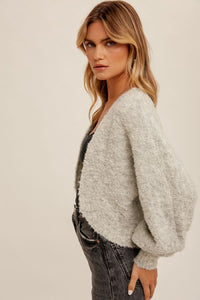 Boucle Sweater Shrug-Light Grey