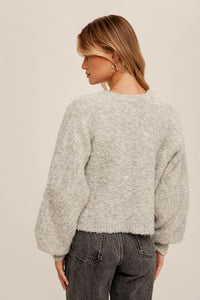 Boucle Sweater Shrug-Light Grey