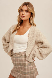 Boucle Sweater Shrug-Sand