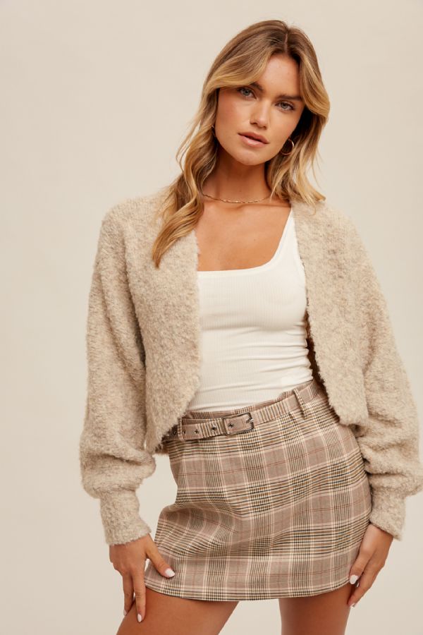 Boucle Sweater Shrug-Sand