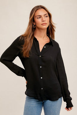 Dobby Button Down Shirt-Black