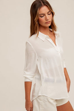 Dobby Button Down Shirt-White