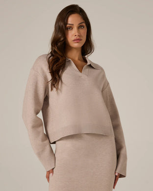 Laila Polo Sweater-Heather Taupe