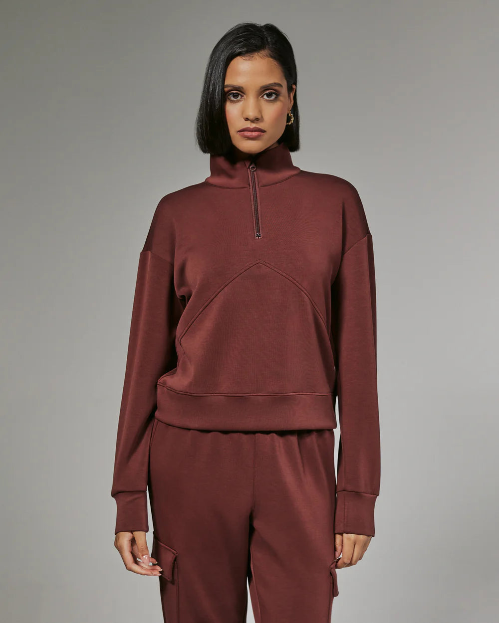 REV™ Crop Quarter-Zip Pullover-Brick Red