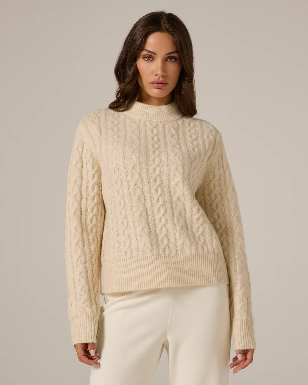 Riley Cable Knit Sweater-Cream