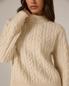 Riley Cable Knit Sweater-Cream