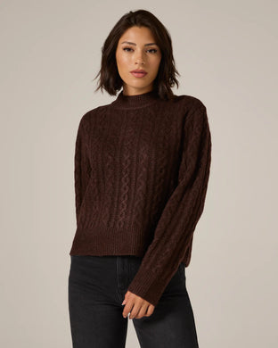 Riley Cable Knit Sweater-Walnut