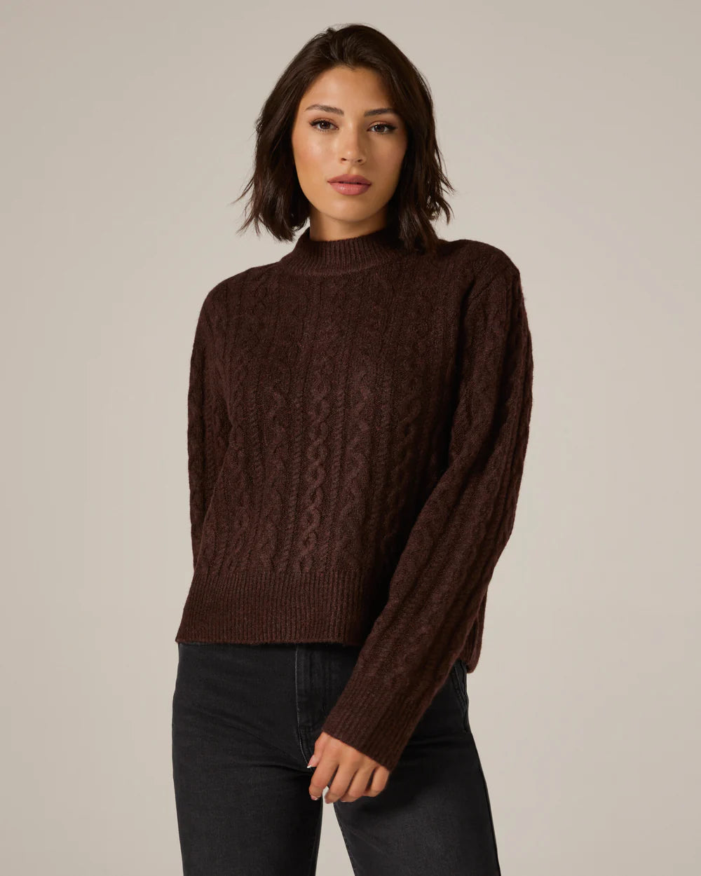 Riley Cable Knit Sweater-Walnut