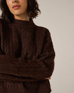 Riley Cable Knit Sweater-Walnut