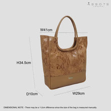 'penny' Tan Python Snake Print Real Leather Tote Bag