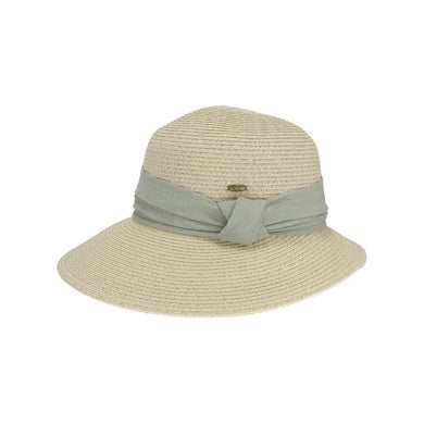 Gauze Trim Band Cloche Sun Hat