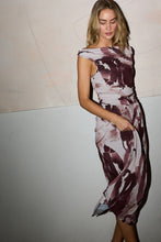 Abstract Burgundy Midi Dress