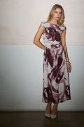 Abstract Burgundy Midi Dress