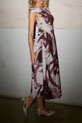 Abstract Burgundy Midi Dress