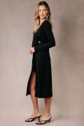 Black Wrap Midi Dress