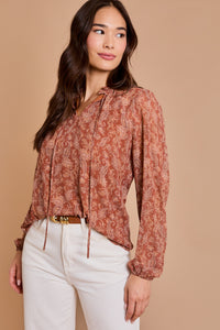 Paisley Rust Tie Blouse