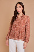 Paisley Rust Tie Blouse