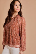 Paisley Rust Tie Blouse