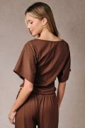 Brown Kimono Slv Top