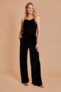 Black Plisse Wide Leg Pant