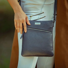 'rosy' Navy Pebble Grain Soft Real Leather Crossbody Bag