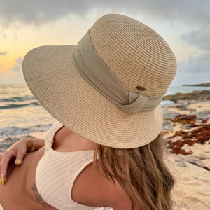 Gauze Trim Band Cloche Sun Hat