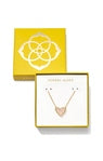 BOXED ARI HEART PENDANT NECKLACE GOLD ROSE QUARTZ