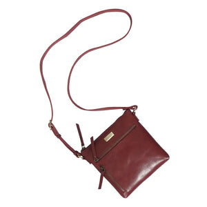 'rue' Chilli Pepper Waxy Vt Real Leather Crossbody Bag