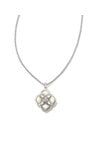 DIRA STONE SHORT PENDANT NECKLACE-Rhodium