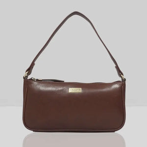 'Zara' Brown Smooth Baguette Shoulder Bag