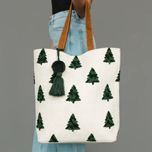 White & Green Tree Tote