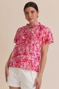 Pink Paisley Ruffle Top