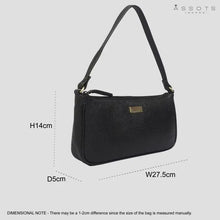 'zara' Black Soft Pebble Grain Real Leather Baguette Shoul