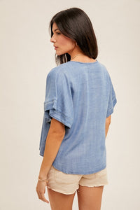 Denim Flutter Top