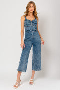 Denim Front Zip Overalls